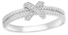 ESTATE .07CT DIAMOND 14KT WHITE GOLD 3D CLASSIC X LOVE DOUBLE ROPE FUN RING
