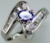 .76CT DIAMOND & AAA TANZANITE 14KT WHITE GOLD 3D OVAL & BAGUETTE ENGAGEMENT RING