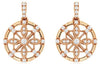 ESTATE .33CT DIAMOND 14KT ROSE GOLD 3D CIRCULAR FILIGREE FLOWER HANGING EARRINGS