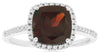 2.93CT DIAMOND & AAA GARNET 14KT WHITE GOLD 3D CUSHION & ROUND SQUARE HALO RING