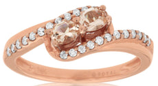 .50CT DIAMOND & AAA MORGANITE 14KT ROSE GOLD OVAL & ROUND CRISS CROSS LOVE RING