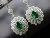ESTATE EXTRA LARGE 7.34CT DIAMOND & AAA EMERALD 18KT WHITE GOLD HANGING EARRINGS