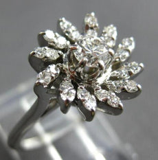 .45CT DIAMOND 14KT WHITE GOLD 3D ROUND MULTI LEAF FLOWER FRIENDSHIP RING #27962