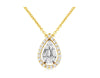 .41CT DIAMOND 14KT YELLOW GOLD ROUND & BAGUETTE CLUSTER TEAR DROP LOVE NECKLACE