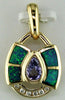.47CT DIAMOND & AAA TANZANITE & OPAL 14KT YELLOW GOLD LOCK FUN FLOATING PENDANT