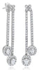 1.55CT DIAMOND 14K WHITE GOLD 3D OVAL & ROUND DOUBLE FLOWER FUN HANGING EARRINGS
