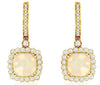 3.48CT DIAMOND & AAA OPAL 14K YELLOW GOLD CUSHION & ROUND FLORAL SQUARE EARRINGS