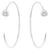 ESTATE .20CT DIAMOND 14KT WHITE GOLD 3D CLASSIC FLOWER FUN HOOP HANGING EARRINGS
