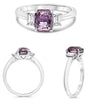 2.35CT DIAMOND & AAA PINK SAPPHHIRE PLATINUM CUSHION & EMERALD CUT 3 STONE RING