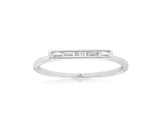 ESTATE .08CT DIAMOND 14KT WHITE GOLD 3D CLASSIC BAGUETTE CHANNEL BAR RING