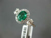 2.55CT DIAMOND & AAA EMERALD 18K WHITE GOLD 3D OVAL & ROUND HALO ENGAGEMENT RING