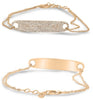 WIDE .52CT DIAMOND 14KT ROSE GOLD 3D MULTI ROW PAVE OVAL ADJUSTABLE ID BRACELET