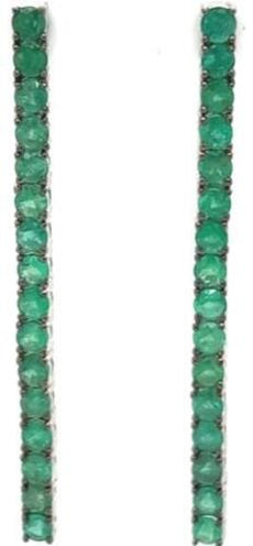 ESTATE 3.90CT AAA EMERALD 18KT WHITE GOLD 3D CLASSIC BAR FUN HANGING EARRINGS