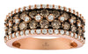 Estate 1.85Ct White & Mocha Diamond 14Kt Rose Gold 3D Multi Row Etoile Anniversary Ring