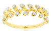 ESTATE .32CT DIAMOND 14KT YELLOW GOLD ROUND MULTI LEAF WEDDING ANNIVERSARY RING