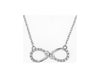 ESTATE .10CT DIAMOND 14KT WHITE GOLD 3D TWO STONE INFINITY LOVE NECKLACE