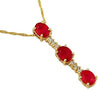 1.26CT DIAMOND & AAA RUBY 14KT YELLOW GOLD 3D OVAL 3 STONE LOVE FLOATING PENDANT