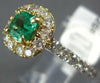 1.13CT DIAMOND & AAA EMERALD 14K 2 TONE GOLD SQUARE HALO FRIENDSHIP PROMISE RING