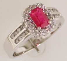 1.25CT DIAMOND & AAAA RUBY 14KT WHITE GOLD EMERALD CUT & ROUND FRIENDSHIP RING
