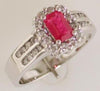 1.25CT DIAMOND & AAAA RUBY 14KT WHITE GOLD EMERALD CUT & ROUND FRIENDSHIP RING