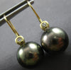 LARGE .06CT DIAMOND & AAA TAHITIAN PEARL 18KT YELLOW GOLD 3D SOLITAIRE EARRINGS
