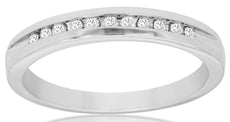 .15CT DIAMOND 14KT WHITE GOLD 3D CLASSIC ROUND CHANNEL WEDDING ANNIVERSARY RING