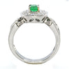 ESTATE .76CT DIAMOND & AAA EMEREALD 18K WHITE GOLD OVAL FILIGREE ENGAGEMENT RING