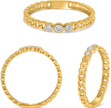.11CT DIAMOND 14K YELLOW GOLD 3 STONE ETOILE LOVE KNOT PAST PRESENT FURURE RING