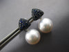 ESTATE LARGE 1.33CT AAA SAPPHIRE & SOUTH SEA PEARL 18KT WHITE GOLD FUN HANGING EARRINGS