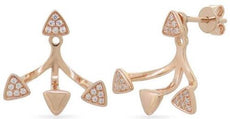 ESTATE .16CT DIAMOND 14KT ROSE GOLD 3D MULTI TRIANGULAR FUN HANGING EARRINGS