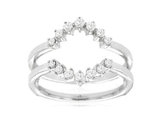 .33CT DIAMOND 14KT WHITE GOLD ROUND SHARED PRONG V SHAPE INSERT ANNIVERSARY RING