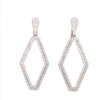 ESTATE 2.95CT DIAMOND 18KT WHITE GOLD 3D 2 ROW GEOMETRICAL FUN HANGING EARRINGS