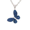 1.17CT DIAMOND & AAA SAPPHIRE 18KT WHITE GOLD 3D BUTTERFLY LOVE FLOATING PENDANT
