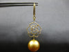 LARGE .74CT DIAMOND & AAA GOLDEN SOUTH SEA PEARL 18K YELLOW GOLD FLOWER EARRINGS