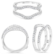 .43CT DIAMOND 14KT WHITE GOLD 3D ROUND V SHAPE INSERT WEDDING ANNIVERSARY RING