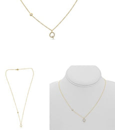 .09CT DIAMOND 14KT YELLOW GOLD 3D INITIAL Q SOLITAIRE BY THE YARD FUN NECKLACE