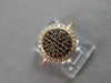 .44CT WHITE & BLACK DIAMOND 14K ROSE GOLD 3D CLASSIC ROUND CLUSTER HALO FUN RING