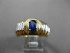 ESTATE .52CT AAA SAPPHIRE 14K WHITE & YELLOW GOLD SOLITAIRE OVAL MENS GYPSY RING