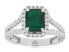 2.31CT DIAMOND & AAA EMERALD 14KT WHITE GOLD CLASSIC SQUARE HALO ENGAGEMENT RING
