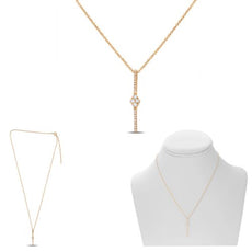 ESTATE .14CT DIAMOND 14KT ROSE GOLD GEOMETRICAL BAR ADJUSTABLE FLOATING PENDANT