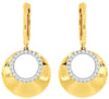 ESTATE .32CT DIAMOND 14K YELLOW GOLD 3D CIRCLE OF LIFE CIRCULAR HANGING EARRINGS