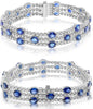 WIDE 16.45CT DIAMOND & AAA SAPPHIRE 18KT WHITE GOLD OVAL & ROUND TENNIS BRACELET