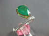 GIA LARGE 2.95CT DIAMOND & AAA EMERALD 18KT 2 TONE GOLD CLASSIC ENGAGEMENT RING