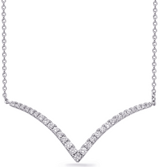 .30CT DIAMOND 14KT WHITE GOLD CLASSIC V SHAPE BUTTERFLY GRADUATING LOVE NECKLACE