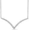 .30CT DIAMOND 14KT WHITE GOLD CLASSIC V SHAPE BUTTERFLY GRADUATING LOVE NECKLACE