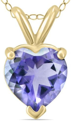 .35CT AAA TANZANITE 14KT YELLOW GOLD 3D HEART SHAPE SOLITAIRE FLOATING PENDANT