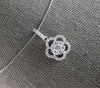 ESTATE .40CT DIAMOND 18KT WHITE GOLD 3D CLUSTER FLOWER FLOATING PENDANT