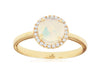 ESTATE .95CT DIAMOND & AAA OPAL 14KT YELLOW GOLD CLASSIC ROUND HALO FLOWER RING