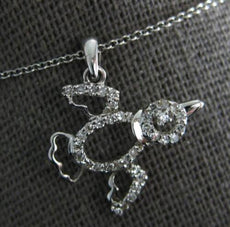 ESTATE .19CT DIAMOND 14KT WHITE GOLD 3D FUN LOVEBIRD FLOATING PENDANT