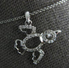 ESTATE .19CT DIAMOND 14KT WHITE GOLD 3D FUN LOVEBIRD FLOATING PENDANT
